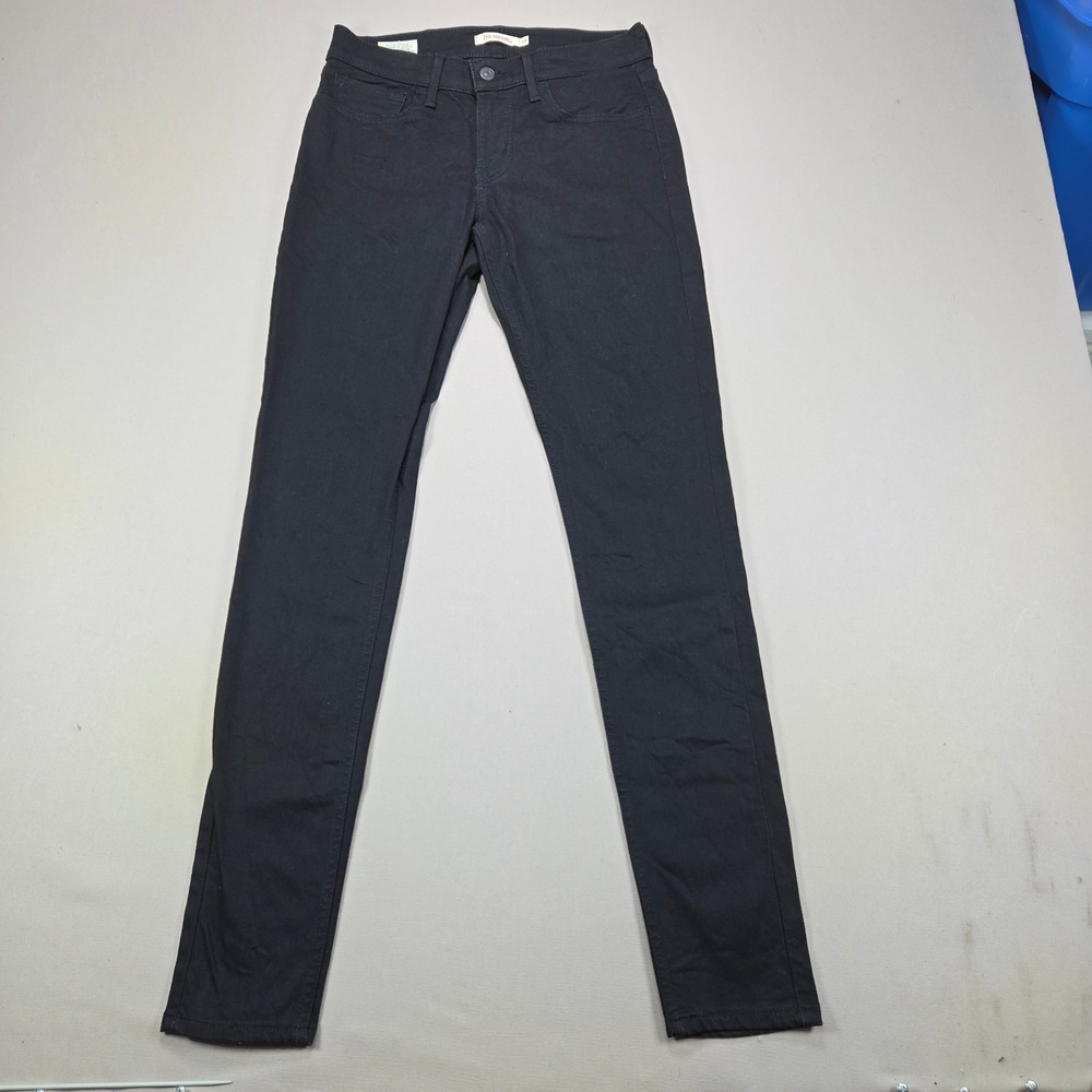 Levi's 710 Big E Super Skinny Jeans Stretch Solid Black Womens Size 30x32